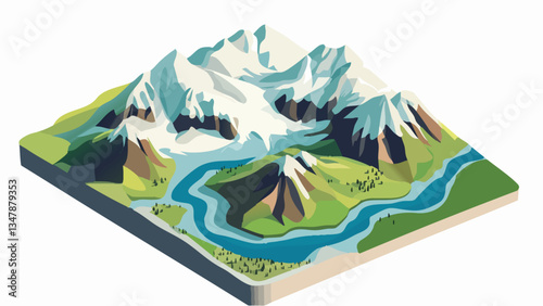 Denali National Park’s Mountainous Beauty in Isometric Art