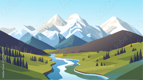 Isometric View of Denali National Park, Alaska