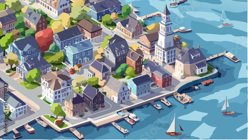 Isometric View of Newport, Rhode Island
