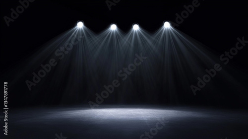 Dark Stage with Dim White Spotlights