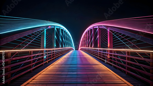 Data Transparency & Trust vibrant bridge illuminated with neon lights symbolizes data transparency and trust