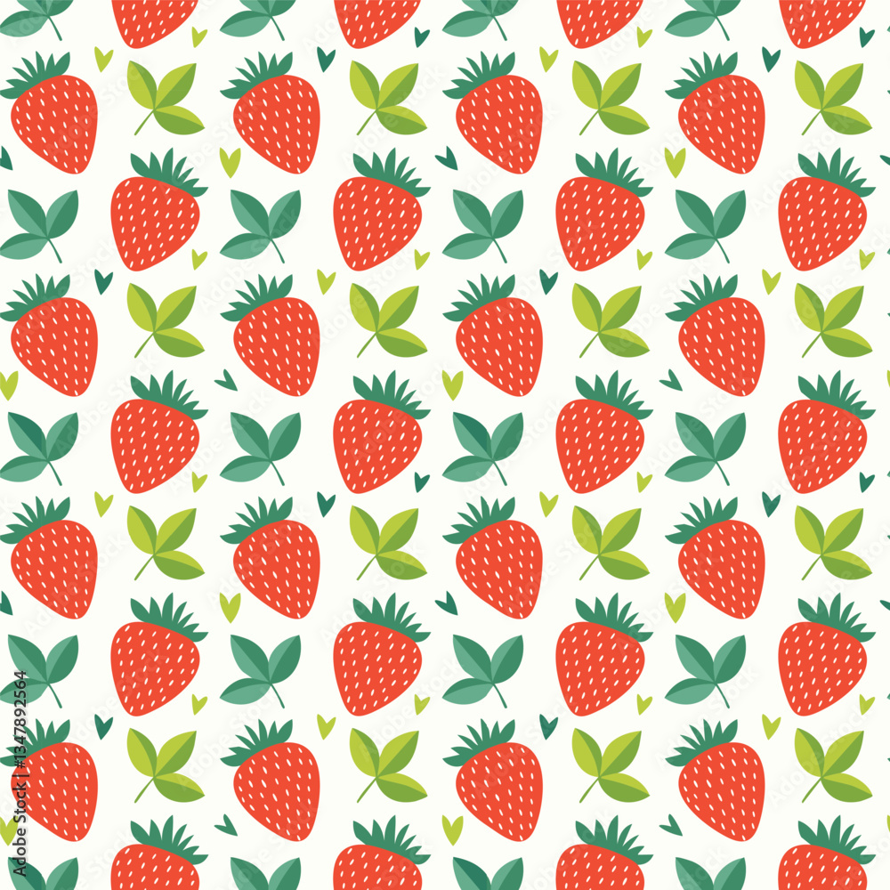 A pattern strawberries and leaves background illustration A pattern strawberries and leaves background illustration