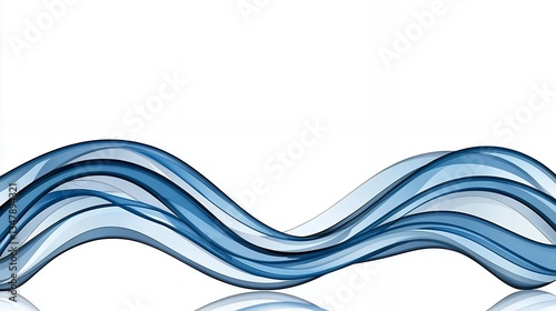 Abstract Blue Water Waves Flowing on White Background