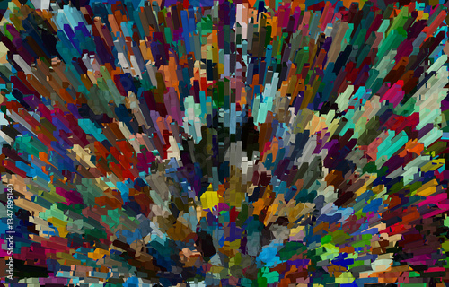 Abstract vibrant multi colored background with columns of multi color blocks.