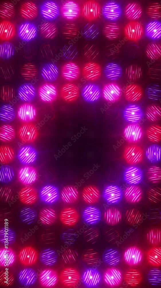 Circular flashes of a blue rose red light wall
