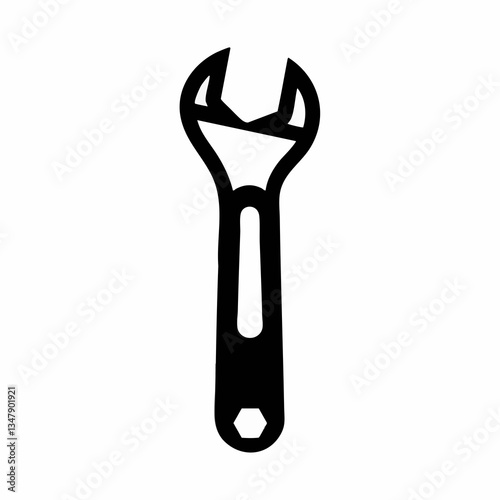 Adjustable Wrench Icon Black Silhouette Illustration. Vector image