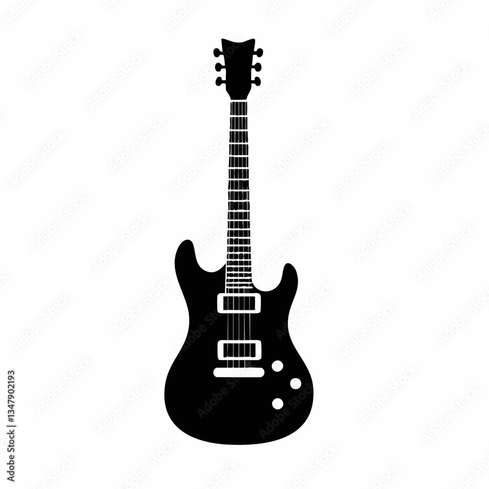 Naklejka premium Electric Guitar Silhouette Vector Graphic. Vector image