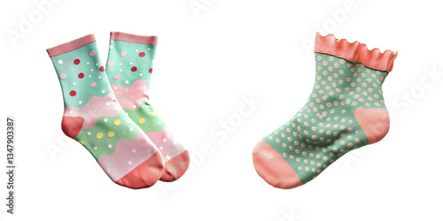 Colorful Patterned Socks in Green, Pink and Blue for Fun Fashion Choices