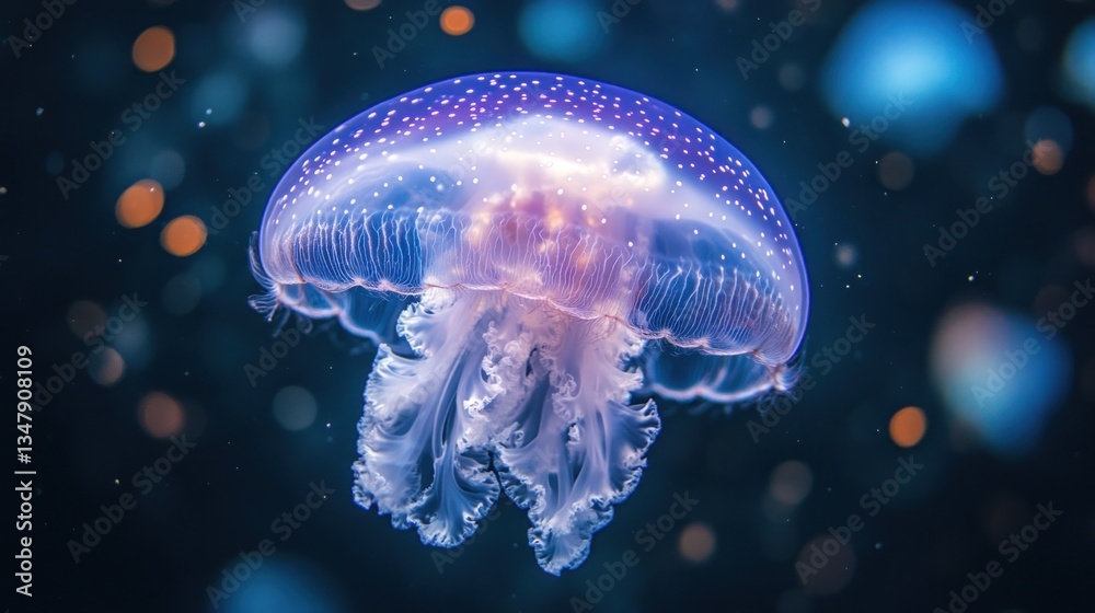 Naklejka premium Floating jellyfish, vibrant colors
