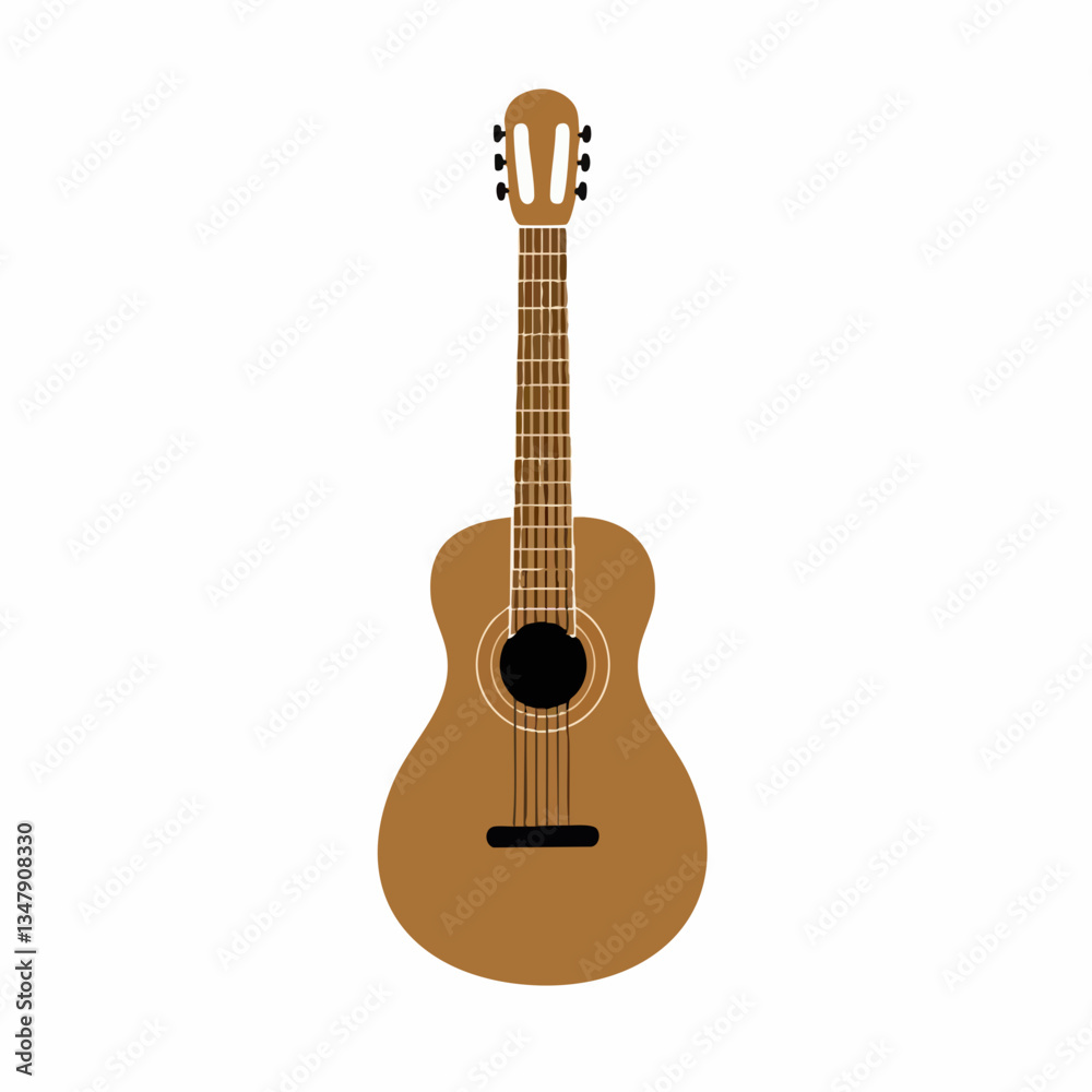 Naklejka premium Acoustic Guitar Illustration Simple Design. Vector image