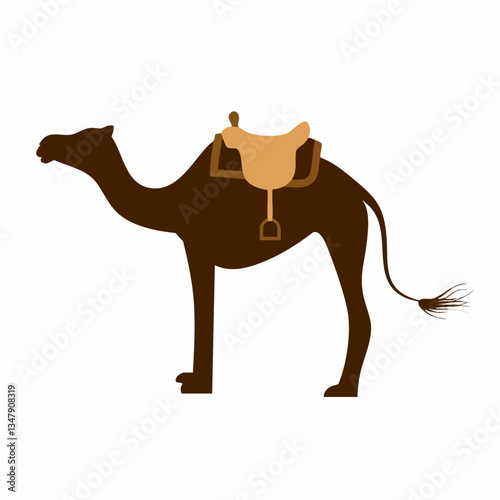 Camel Silhouette with Saddle. Vector image