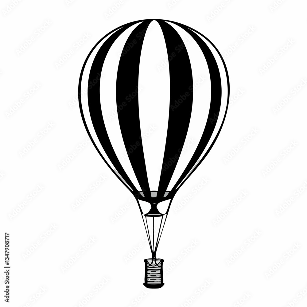 Fototapeta premium Striped Hot Air Balloon Illustration. Vector image