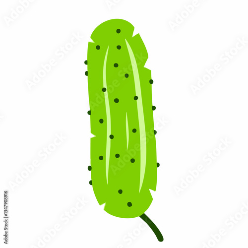 Single Green Cucumber Vector Illustration. Vector image