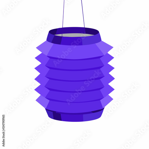 Purple Hanging Paper Lantern Illustration. Vector image