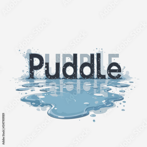 Puddle Reflection Typography Illustration. Vector image