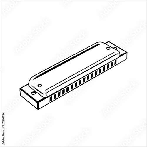 Harmonica Musical Instrument Vector Illustration. Vector image