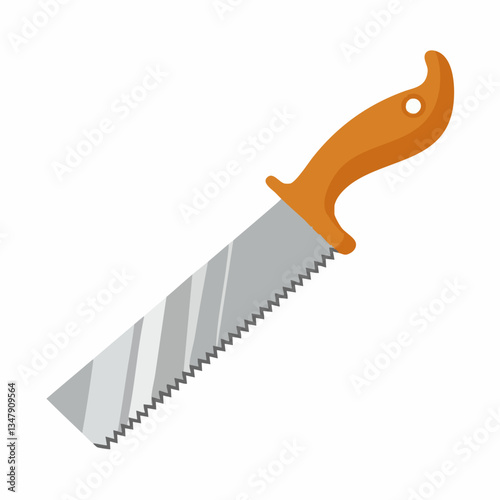 Hand Saw with Orange Handle Illustration. Vector image