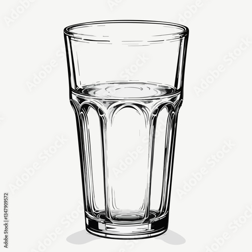 Hand-drawn illustration of a glass of water. Vector image