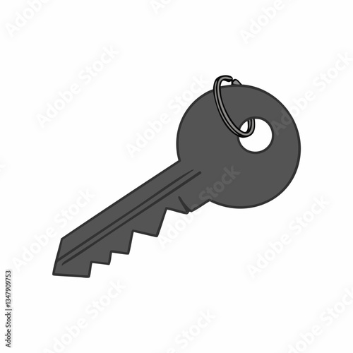 Gray Key with Ring Vector Illustration. Vector image