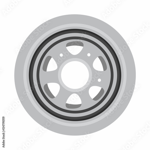 Circular automotive part with six spokes. Vector image