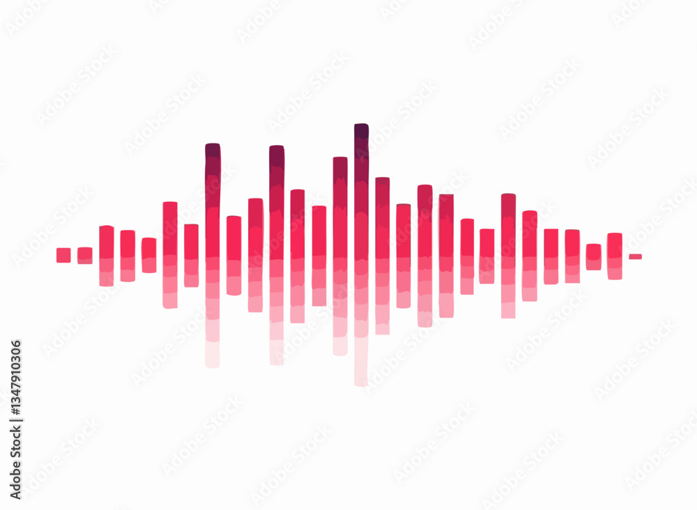Abstract Red Gradient Sound Waveform Visualization. Vector image Abstract Red Gradient Sound Waveform Visualization. Vector image