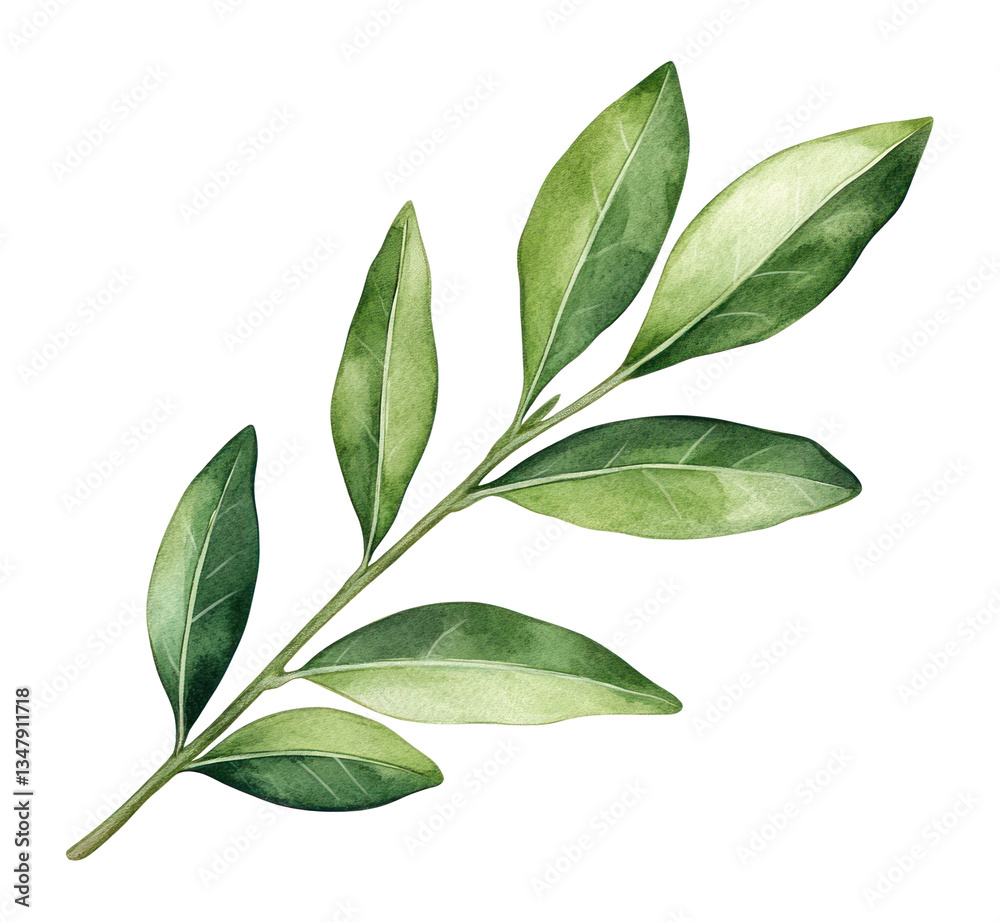 Naklejka premium PNG Olive leaf watercolor design plant.