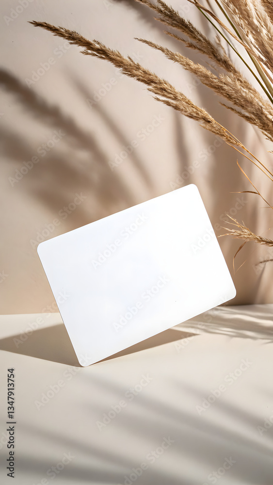 Floating white card a neutral background with n Floating white card a neutral background with n