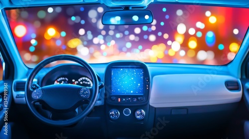 Night Driving in a Futuristic Car photo