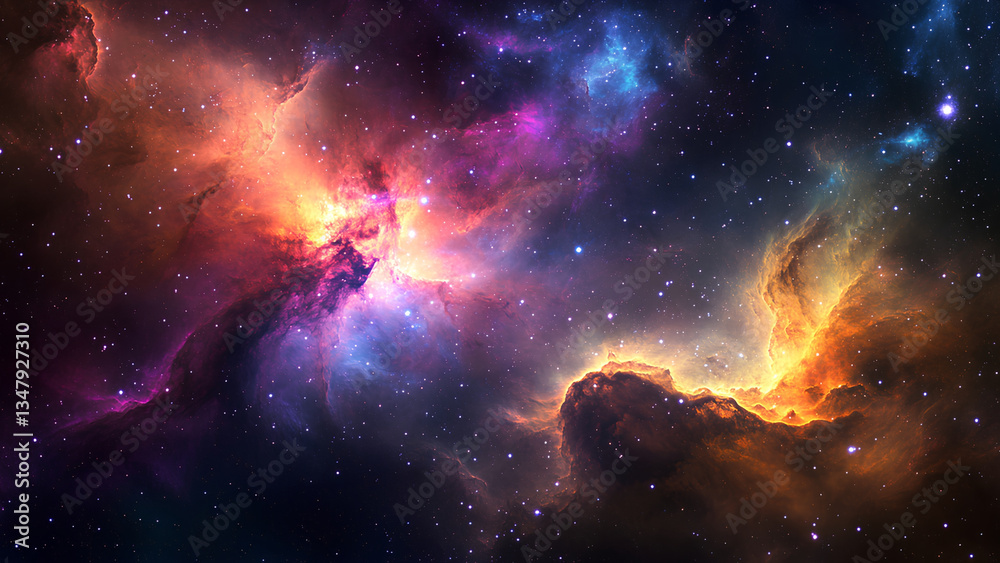 Obraz premium Colorful Nebula in Deep Space with Cosmic Light and Stars