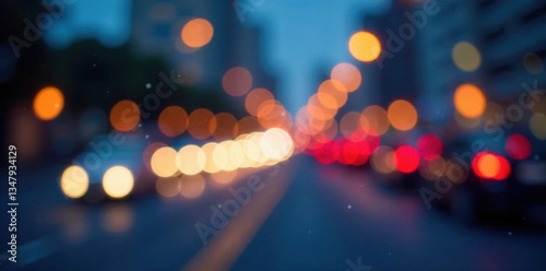 city blurring lights abstract circular bokeh on blue background, blue background, blue sky light trail photo