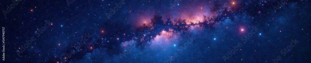 Obraz premium Dark celestial canvas with twinkling stars and vibrant constellations, night sky, nebula