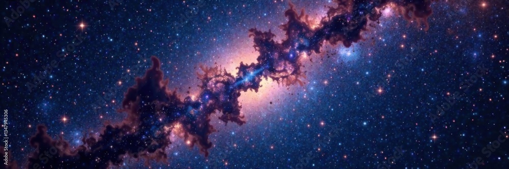 Naklejka premium Dense cluster of stars with Milky Way galaxy in the background , stars, night sky