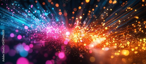 Abstract depiction of glowing light emitting from a central core