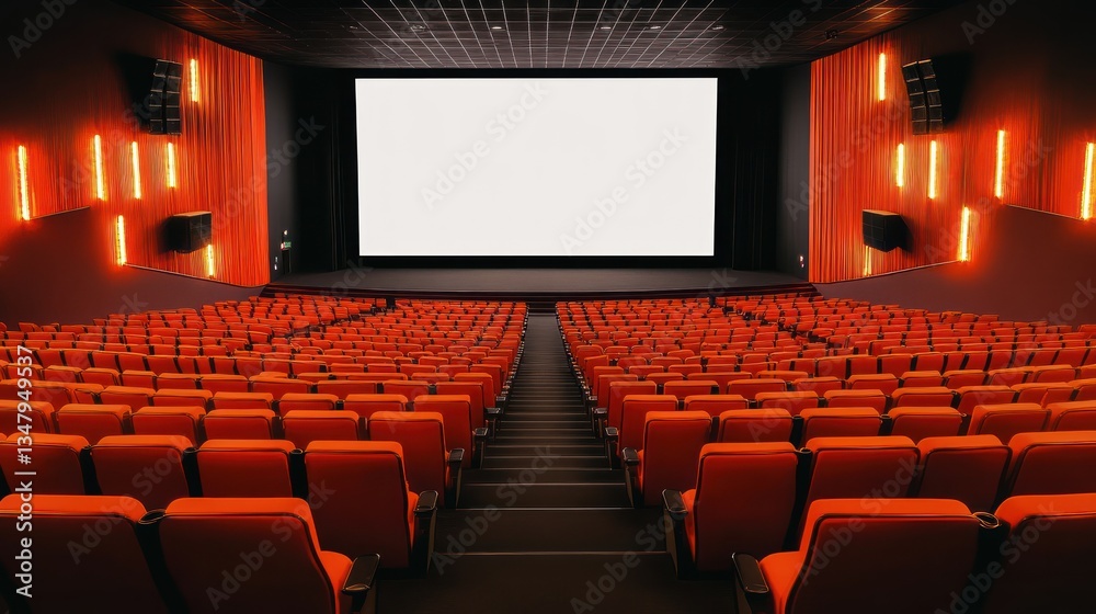 Fototapeta premium Empty Cinema Auditorium: Awaiting the Show