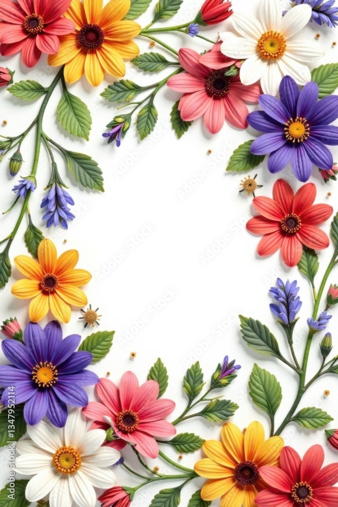 Floral arrangement with mixed flowers in a circular pattern on a seamless background, flowers, nature Floral arrangement with mixed flowers in a circular pattern on a seamless background, flowers, nature