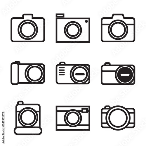 Sets of  camera line icon vector illustration. Device element camera symbol, digital photography tools icon design illustration. 