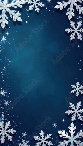 Intricately designed snowflake border with glitter effect , festive, snowflakes, Christmas cards