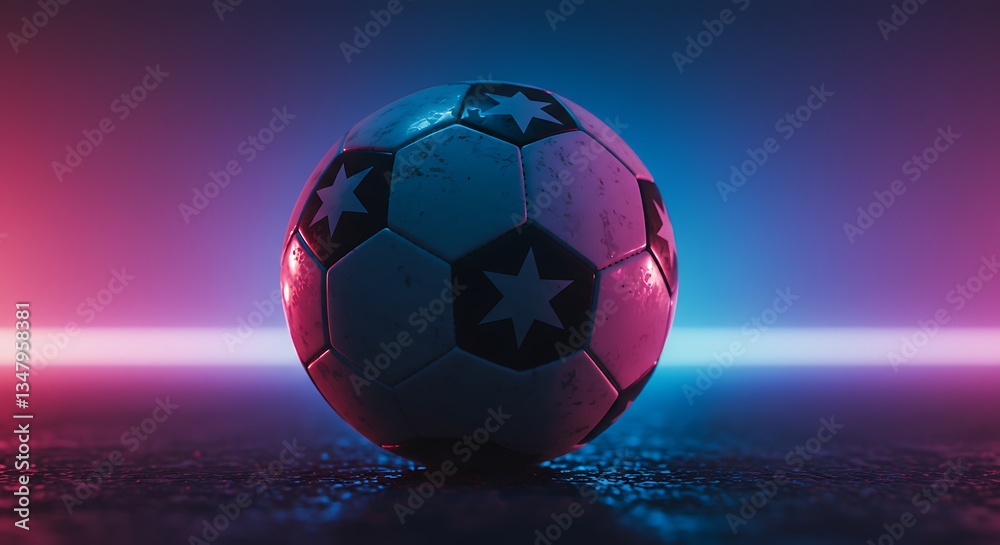 Naklejka premium Stylized soccer ball with star design - sporting spirit - for athletic events or game promotions