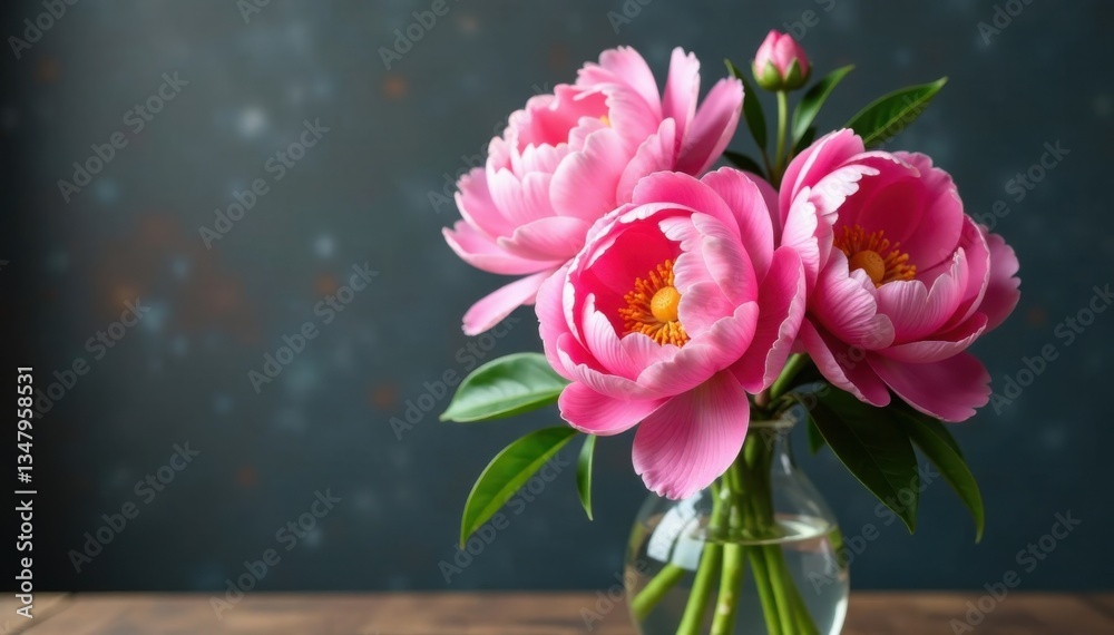 Obraz premium Large peony flowers in a vase, vases, floral art, gardens