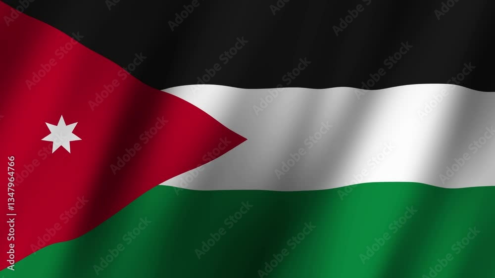 Jordan's national flag waving proudly against a clear sky at a local celebration Jordan's national flag waving proudly against a clear sky at a local celebration