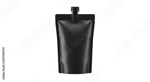 Doypack black mockup for food or cosmetic products, isolated on white background 