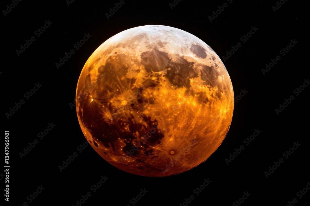 Fototapeta premium Stunning Full Moon Illuminated with Warm Orange and Yellow Glow
