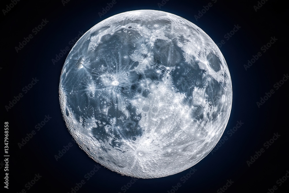 Obraz premium Majestic Full Moon Illuminating the Night Sky with Craters