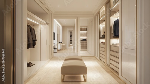 A seamless and elegant wardrobe layout featuring the Blox wardrobe's open and enclosed storage options