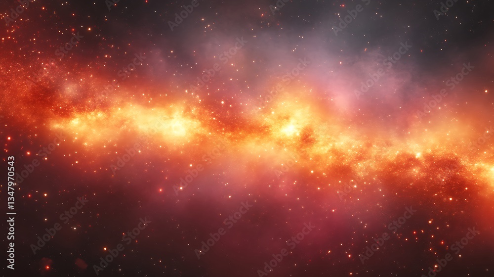 Naklejka premium Fiery Nebula Cosmic Cloudscape Stellar Dust