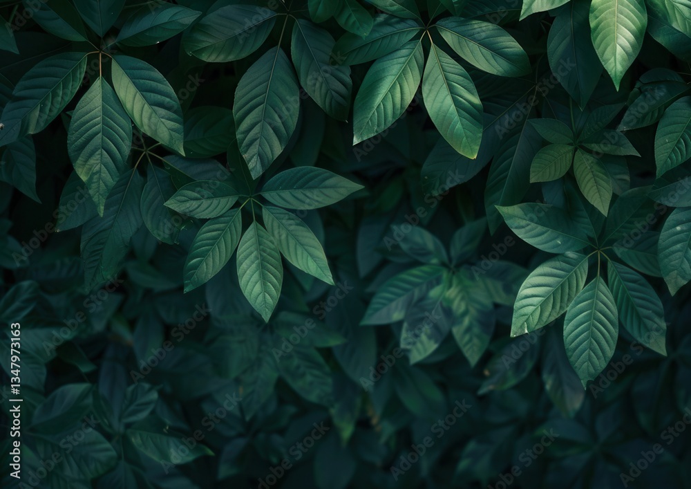 Fototapeta premium Lush green foliage with vibrant leaf patterns.