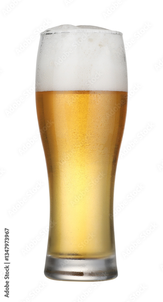 Glass of fresh beer with foam isolated on white Glass of fresh beer with foam isolated on white