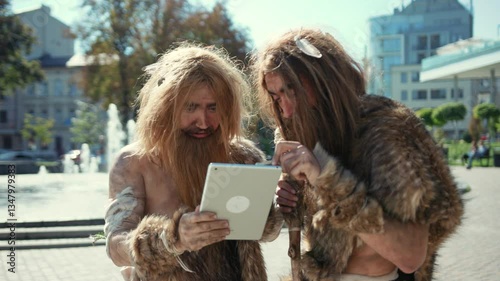 Cavemen Hilariously Discover Modern Technology and Interact with an iPad in a Funny Way