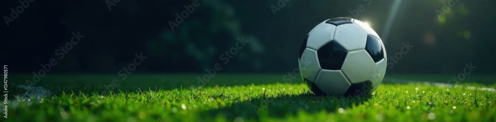 Soccer ball with shadow effect on dark background , sports, ball, ground Soccer ball with shadow effect on dark background , sports, ball, ground