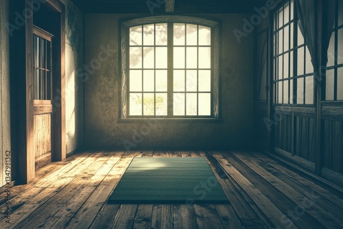 Calm and Serene Indoor Space with Window and Wooden Floor